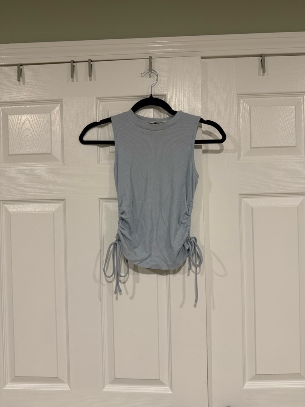 ILLA ILLA Light Blue Ruched Tank Top with Side Cutouts